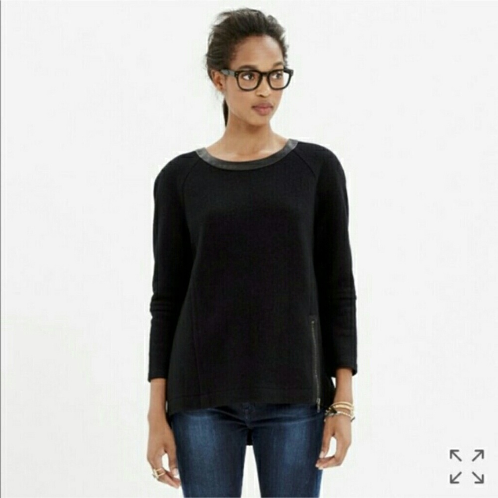 NWOT wool leather trim sweater